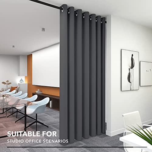 Deconovo Extra Wide Blackout Room Divider Curtain, 120"W x 96"L, Dark Grey