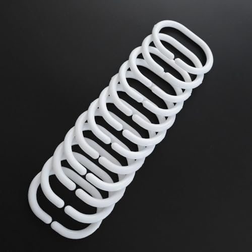 12-Pack Plastic Shower Curtain Hooks - C-Shaped Clips for Easy Glide