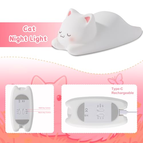 ZKLiLi Miyan-Pamao Cute Cat Night Light for Kids 16 Colors Dimmable Nursery