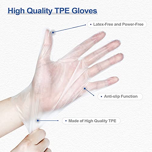 DABOGOSA TPE Disposable Gloves, Latex-Free Plastic Gloves, Large, 100 Pack