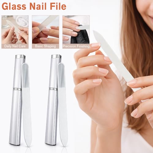 Nano Glass Nail File Set - 2-Piece Crystal Manicure Files with Case