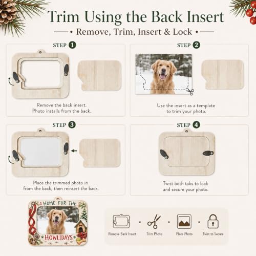Dog Christmas Ornament Wooden Pet Photo Frame Pet Pictures - Holiday Gift