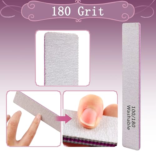 HeeYaa 12-Piece Professional 100/180 Grit Washable Nail Files and Emery Boards