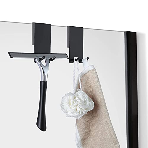 Taozun Black Shower Door Hooks for Frameless Glass - 2 Pack Stainless Steel