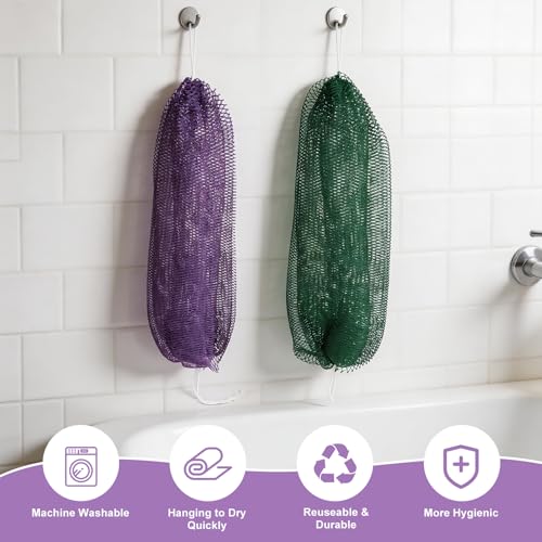 African Exfoliating Net Sponge 3-Pack - Extra Long Soft Mesh Body Scrubber