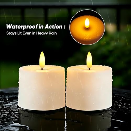 Raycare 3"x2.5" Outdoor Waterproof Flameless Candles with Remote and Timer