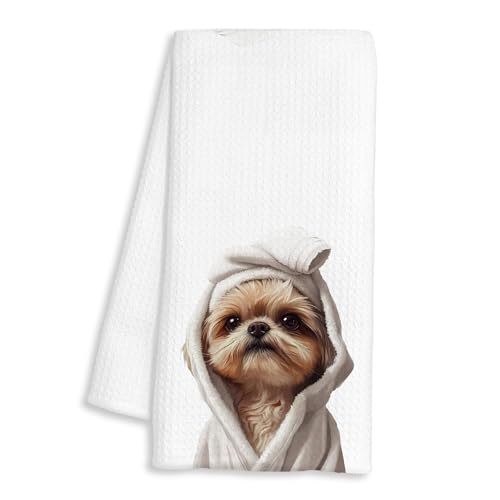 Shih Tzu Hand Towel - Funny Dog Bathroom Decor & Kitchen Towel 16x24"