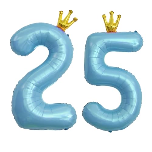 40 Inch Baby Blue Number 25 Crown Balloon Set for Celebrations