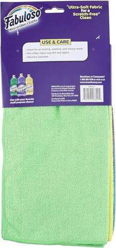Fabuloso Microfiber Cleaning Cloths - 13x13, 8 Ct, Lint-Free & Reusable