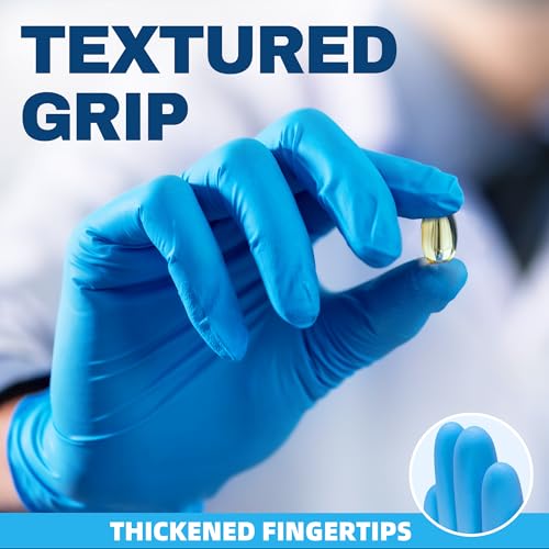 BEASTEK Blue Nitrile Exam Gloves, Large, 4 Mil Powder-Free Disposable, 100 Pcs
