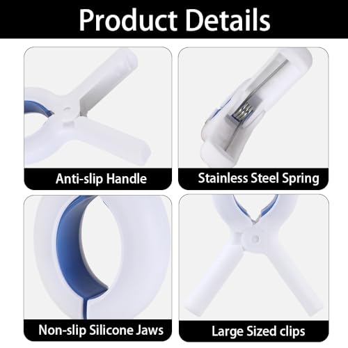 QmutGUiL Beach Towel Clips for Chairs - 10 Pack, White Heavy-Duty Clips