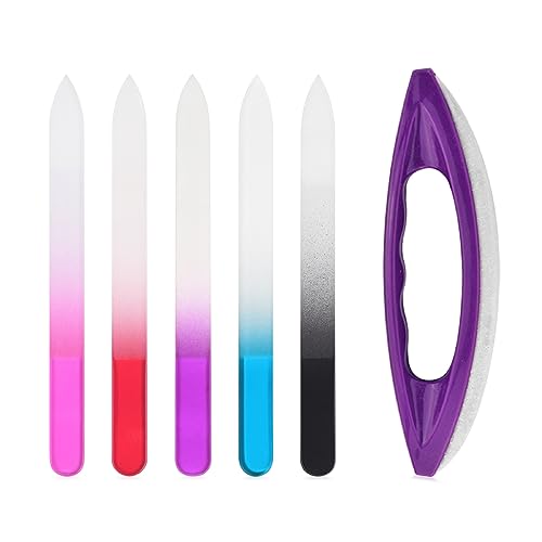 KADS 5Pcs Nail Glass Files & Chamois Buffer Manicure Tool Set