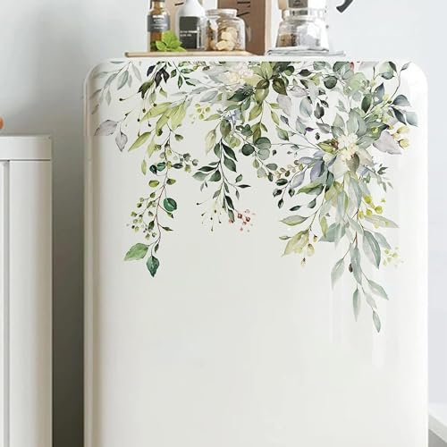 Green Leaf Floral Toilet Lid Decal - Waterproof Self-Adhesive Bathroom Decor