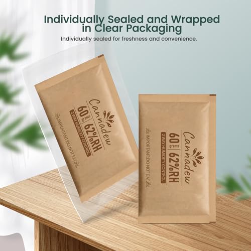 CANNADEW 62% RH Two-Way Humidity Control Packs, 60g Large Size (6 Pack)
