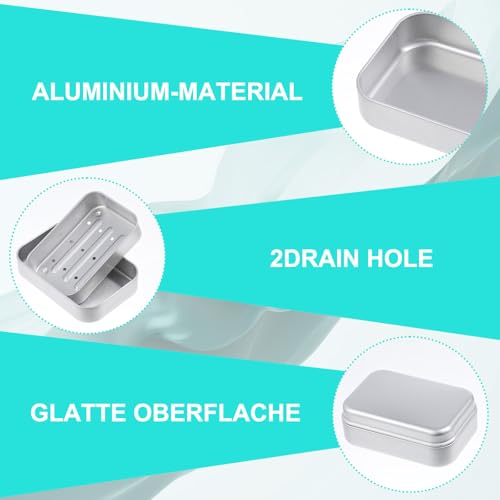 Tyqour Aluminum Travel Soap Container with Draining Tray & Lid