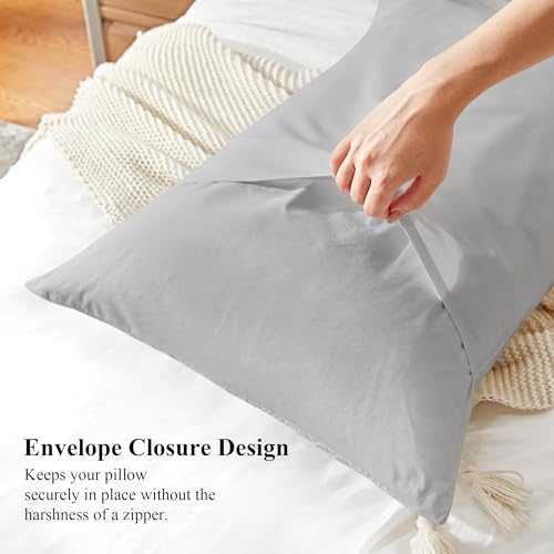 Mosluna Light Gray Waffle Pillow Shams Set of 2, 20x26 in.