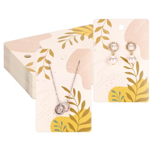 Joycraft 100Pcs Brown Earring and Necklace Display Cards 2.3x3.5in