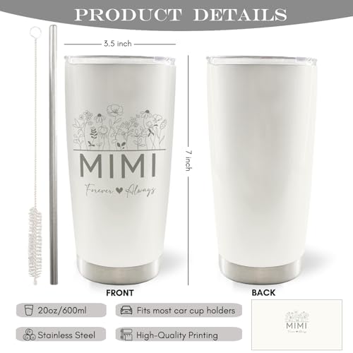 20oz Travel Coffee Mug Tumbler with Lid & Straw - Stainless Steel Gift for Grandma, Christmas, Birthday