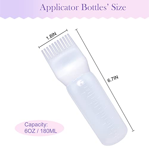 Cosywell Root Comb Applicator Bottle 6 oz 2 Pack Hair Dye Brush White