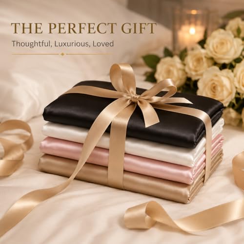 Silky Satin Pillowcases 2-Pack for Hair Care | Standard Size 20x26, Cooling Pink