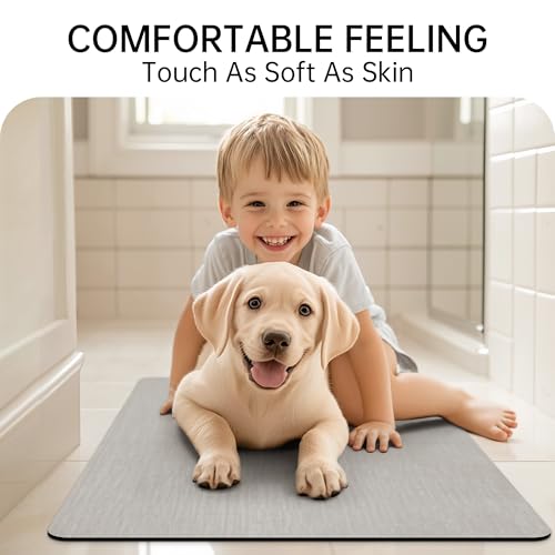 Mecko Ultra Thin Bath Mat 16"x24" - Light Grey, Quick Drying