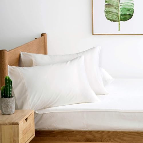 Mattress-Homes Queen Pillowcases Set of 4, Breathable Cotton Bed Covers