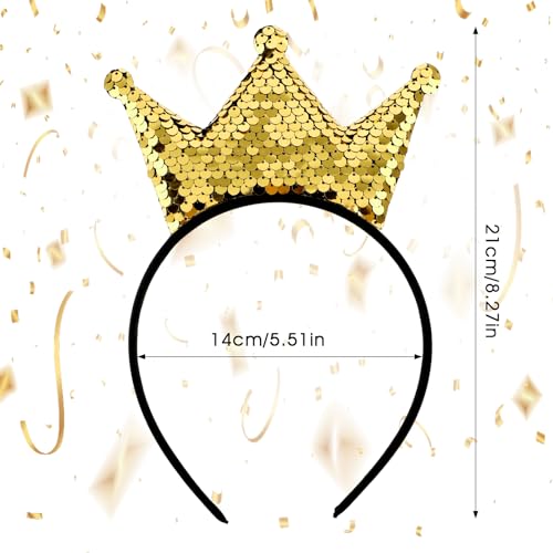 Sequin Crown Headband Glitter Hair Hoop for Women and Girls Birthday