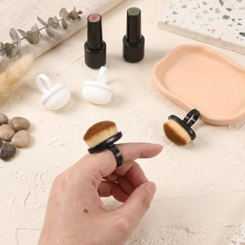 Macuezu 4 Pcs Wearable Ring Nail Dust Remover Brush - Soft Nylon Bristle Manicure Tool