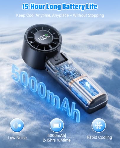 Platstudy Black Foldable Handheld Fan with 5000mAh Battery