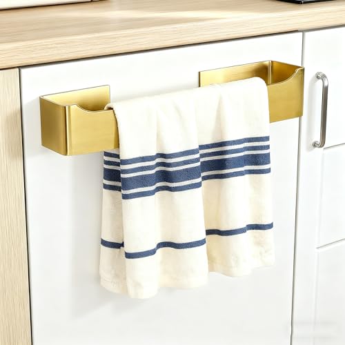 9-Inch Self-Adhesive Stainless Steel Hand Towel Holder - Rustproof Brushed Gold