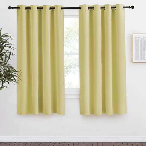 NICETOWN Paler Yellow Blackout Curtain Panel 55" x 68" - Thermal Insulated Room Darkening