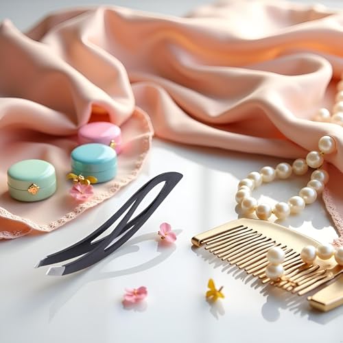 BWESOO Black Precision Eyebrow Tweezer Set for Hair Removal