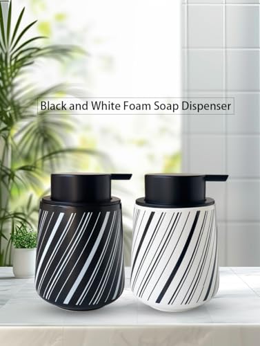 UNBONSOUHAIT Ceramic Foam Soap Dispenser, 12oz Refillable White Bottle