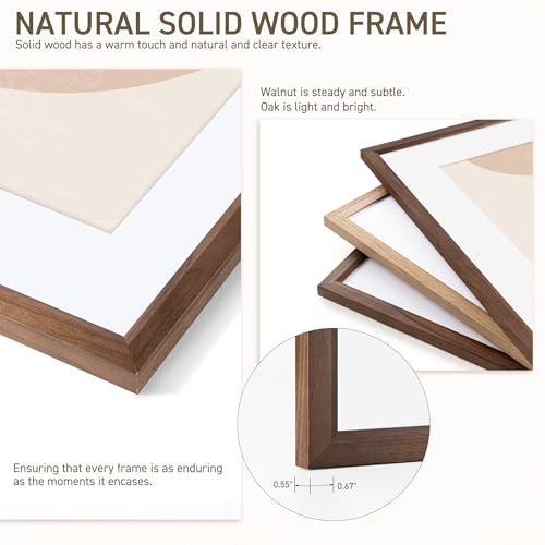 Venusmiles 5x7 Solid Walnut Picture Frame with Removable Mat