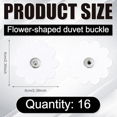 16 Pack Duvet Snaps - Flower Shaped Comforter Clips for Bedding