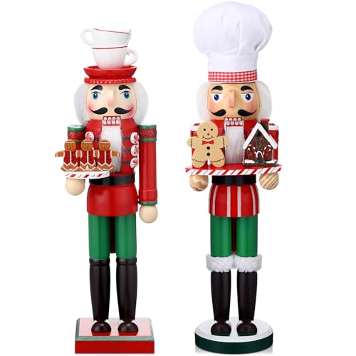 Wooden Nutcracker Ornaments Set - Christmas Holiday Decor, 15 Inch