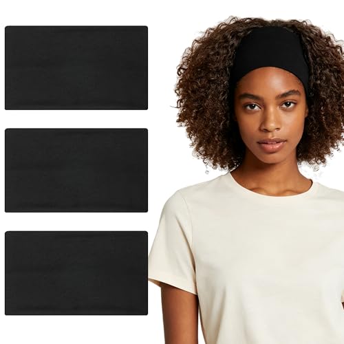Wide Headbands For Women, 3-Pack Non-Slip Soft Cotton Stretchy Headband