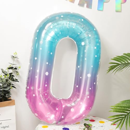 40 Inch Starry Blue Number 0 Foil Balloon Birthday Party Decoration