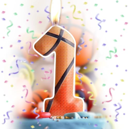 Basketball Birthday Candle - Number 8 Cake Topper for Kids