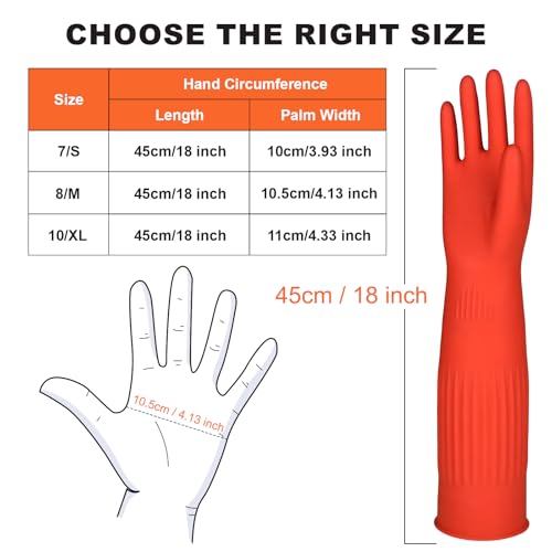 North Tower Reusable Long Dishwashing Gloves, Nitrile Rubber - Large