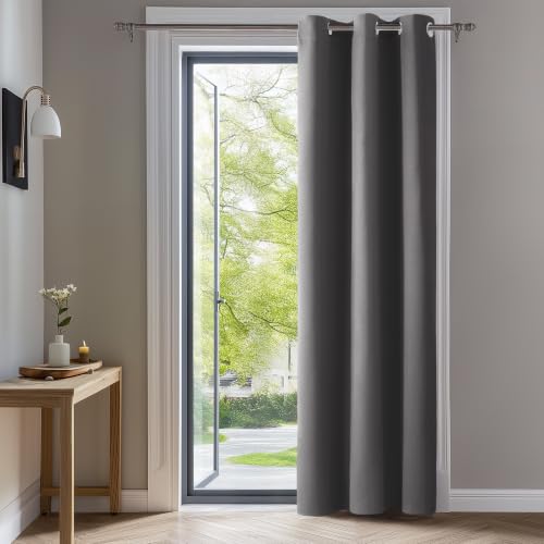 Deconovo Light Grey Blackout Curtain 42x95 Inch - Room Darkening Grommet Panel