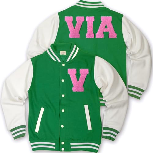 Pink Chenille Varsity Letter Patch 4.5" Iron On Letterman Jacket Initial W