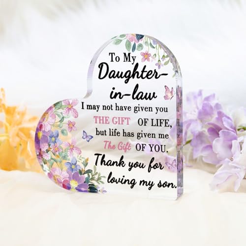 Pink-Law Daughter-in-Law Gifts Acrylic Decoration from Mother-in-Law, Wedding & Birthday Present