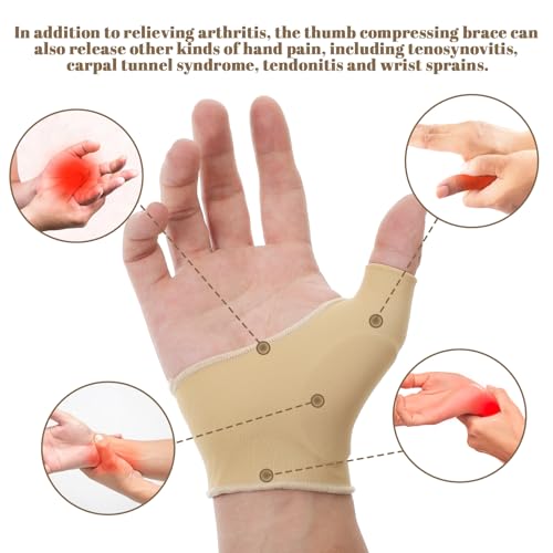 2 Pairs Thumb Wrist Brace Compression Sleeve, Soft Thumb Splint Glove Liner, Ergonomic Thumb Wrist Support Brace for Arthritis Pain Relief Protector Support