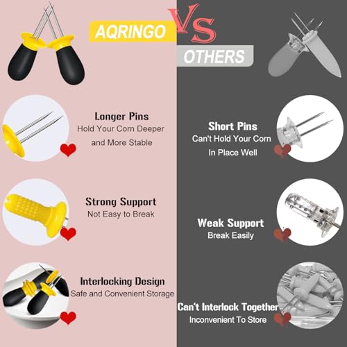 Corn Cob Holders Set - 20 Pcs Stainless Steel Skewers for BBQ & Camping