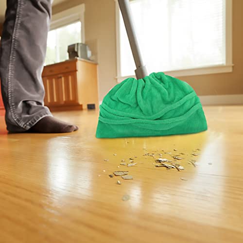 KALLORY Washable Microfiber Broom Cover - Green Reusable Mop Cloth
