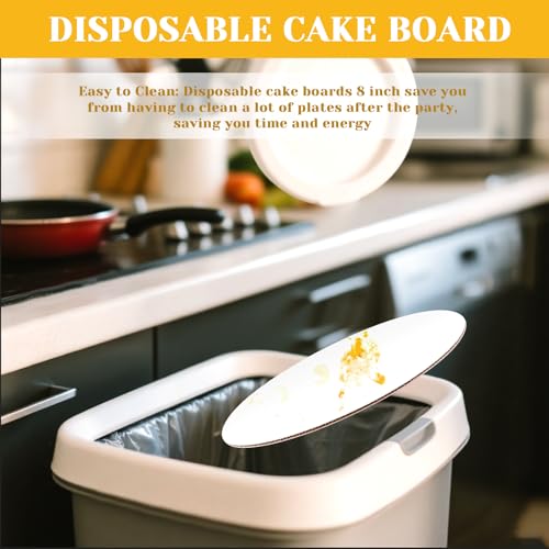 8-Inch Round Cake Boards - 20 Pack Disposable White Cardboard