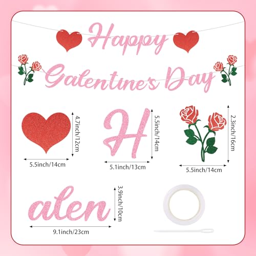 Happy Valentine's Day Banner with Roses & Hearts - 18 Flags