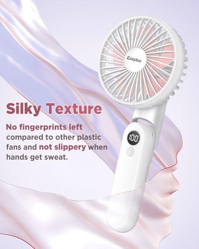EasyAcc Portable Handheld Fan with 2600mAh Battery, 5 Speeds, Pink