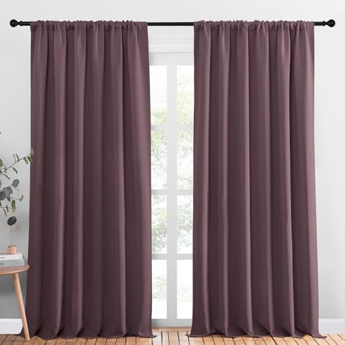 NICETOWN 2 Blackout Curtain Panels Dry Rose 70" W x 95" L Thermal Insulated Drapes for Bedroom & Living Room